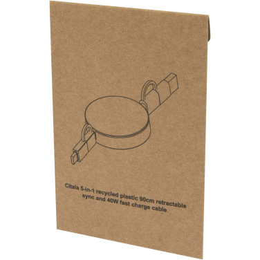 Logo trade promotional giveaways picture of: Citala 5-in-1 recycled plastic 90 cm retractable data sync and 40W fast charge cable