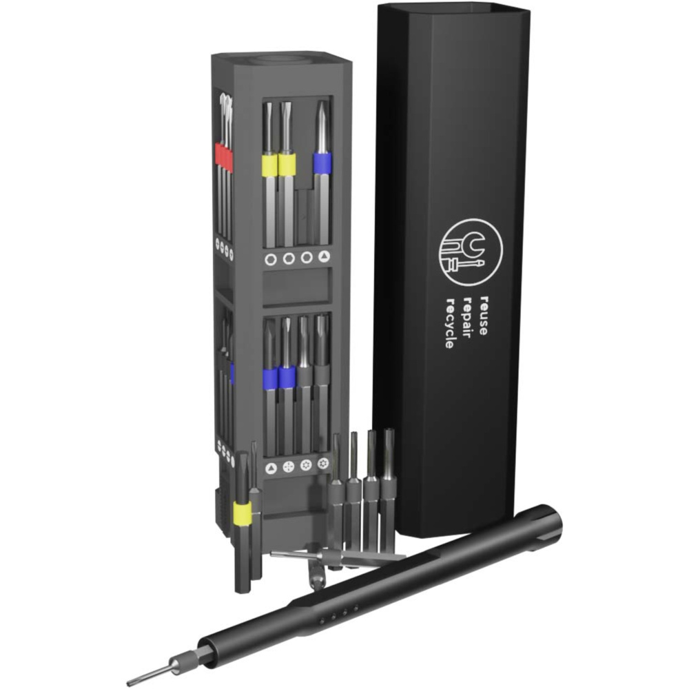 Logotrade corporate gift picture of: SCX.design T20 30-piece screwdriver and repair set in aluminium case