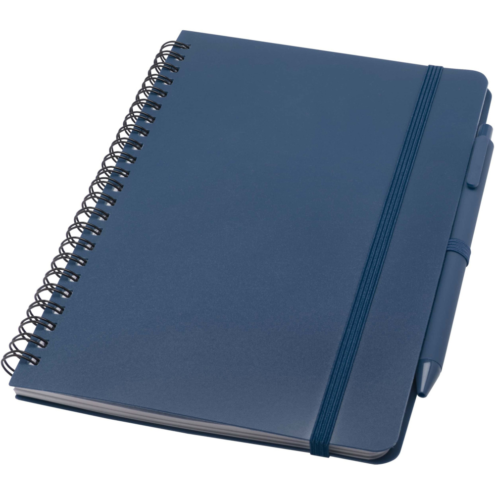 Logo trade business gift photo of: Thalaasa A5 ocean-bound hard cover notebook with ballpoint pen (black ink)