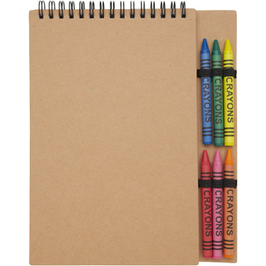 Logo trade promotional gift photo of: Doodle A5 spiral soft cover notebook and crayon set