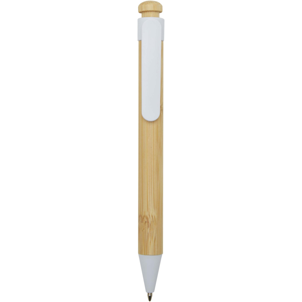Logo trade promotional gift photo of: Rattan bamboo and recycled plastic ballpoint pen (black ink)