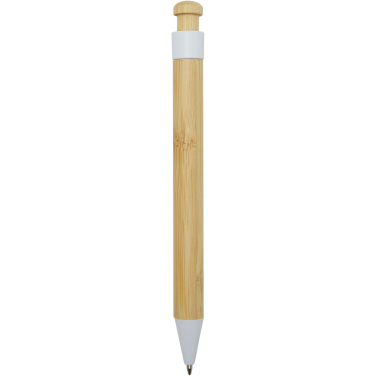 Logo trade advertising products picture of: Rattan bamboo and recycled plastic ballpoint pen (black ink)