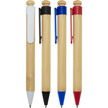Logo trade business gifts image of: Rattan bamboo and recycled plastic ballpoint pen (black ink)