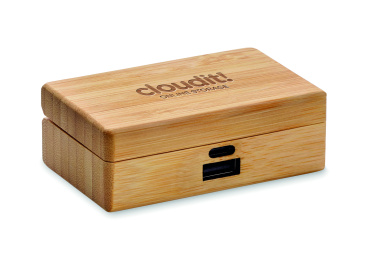 Logo trade promotional products image of: TWS earbuds in bamboo case