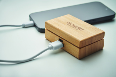 Logo trade corporate gifts image of: TWS earbuds in bamboo case
