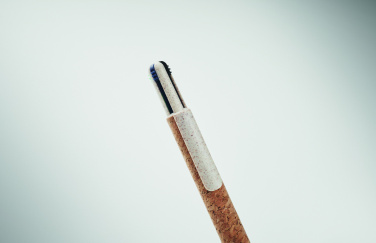 Logo trade promotional items image of: Cork 4-colour ink ball pen