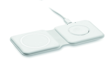 Logo trade business gift photo of: 2 in 1 foldable charger 15W