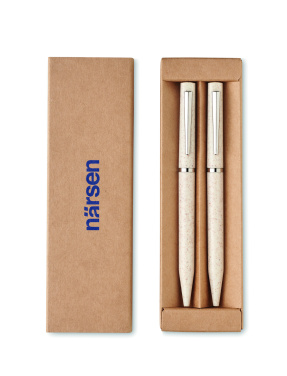 Logo trade promotional products picture of: Wheat straw/ABS twist pen set