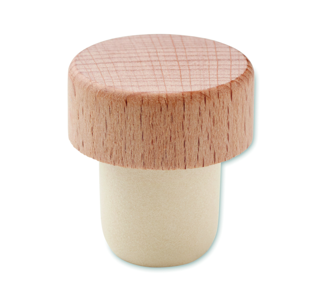 Logo trade promotional merchandise picture of: Beech wood bottle stopper