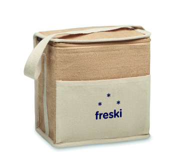 Logo trade advertising products picture of: Jute and canvas cooler bag 3L