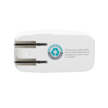 Logotrade promotional gift picture of: TravelCharge Pro RCS rplastic travel charger with USB C