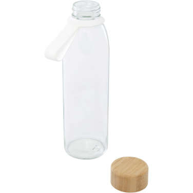 Logotrade promotional giveaway image of: Porto 500 ml glass water bottle with silicone handle and bamboo lid