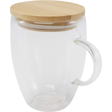 Logo trade promotional products image of: Leona 350 ml glass cup with bamboo lid