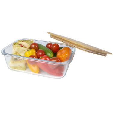 Logo trade promotional items image of: Roby glass lunch box with bamboo lid