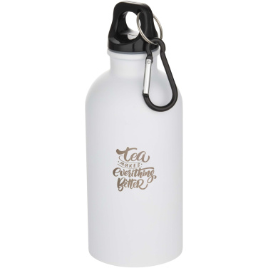 Logo trade promotional merchandise image of: Oregon 400 ml matte RCS recycled single wall stainless steel water bottle with carabiner