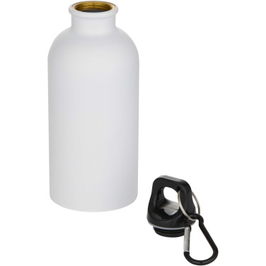 Logotrade corporate gift image of: Oregon 400 ml matte RCS recycled single wall stainless steel water bottle with carabiner