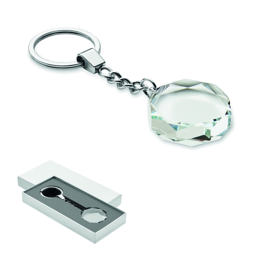 Logo trade advertising product photo of: Glass round award key ring