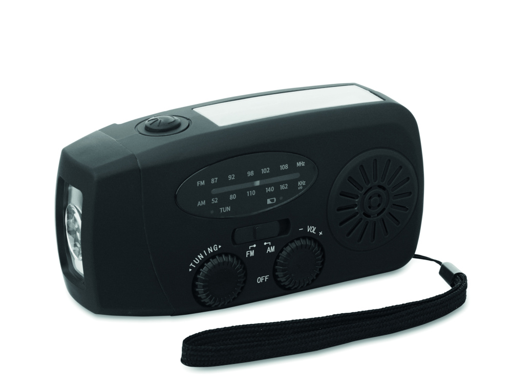 Logo trade business gift photo of: Portable radio SOS with LED torch