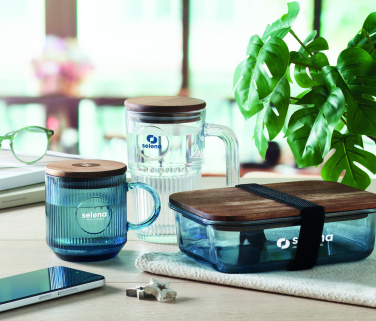 Logotrade business gift image of: Ribbed glass mug 300ml