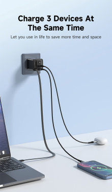 Logo trade promotional gifts picture of: Urban Vitamin Mendocino 65W GaN charger retractable cable