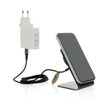 Logo trade corporate gift photo of: Terra aluminium 15W magnetic wireless charging phone stand