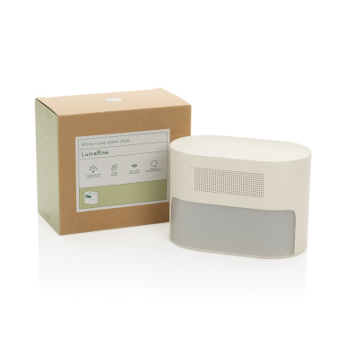 Logo trade promotional gifts image of: LumaRise RCS reycled plastic white noise alarm clock