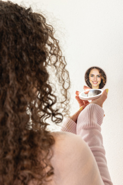 Logo trade promotional items image of: Lumora RCS recycled plastic LED re-chargeable make-up mirror