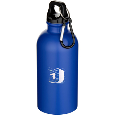 Logotrade corporate gift picture of: Oregon 400 ml matte RCS recycled single wall stainless steel water bottle with carabiner