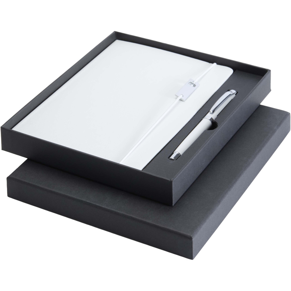 Logo trade promotional merchandise image of: Legato Elegance A5 hard cover notebook and rollerball pen set