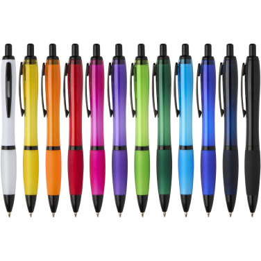 Logo trade promotional giveaways image of: Nash recycled plastic ballpoint pen with black trims (black ink)