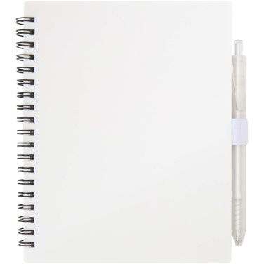 Logo trade promotional products image of: Niove recycled plastic soft cover notebook and ballpoint pen set (blue ink)