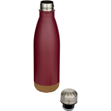 Logo trade promotional giveaways image of: Cove 500 ml double wall vacuum insulated stainless steel water bottle with cork details
