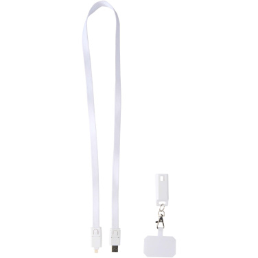 Logo trade promotional merchandise photo of: Franz recycled plastic smartphone lanyard with built-in data sync and 65W fast charge 5-in-1 cable