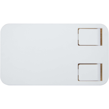 Logo trade business gifts image of: Alfirk recycled plastic foldeable desk phone stand with bamboo details