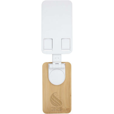 Logo trade business gift photo of: Alfirk recycled plastic foldeable desk phone stand with bamboo details
