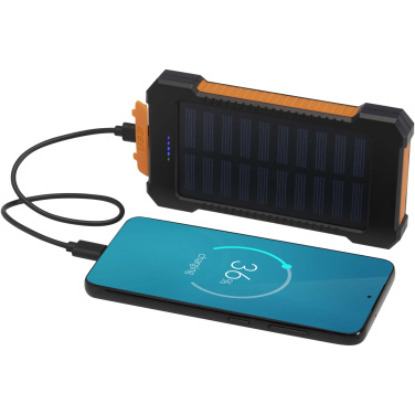 Logotrade advertising product image of: Altair 5000 mAh 10W recycled plastic rugged solar power bank with built-in torch