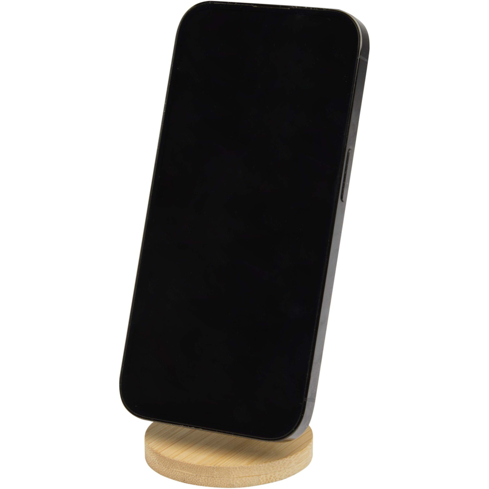 Logotrade promotional gift image of: Alcor recycled plastic foldeable magnetic phone stand with bamboo details