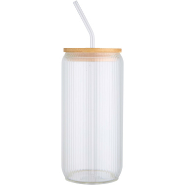 Logo trade business gift photo of: Mirage 500 ml single-walled borosilicate glass jar with bamboo lid