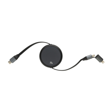 Logo trade promotional item photo of: Terra RCS recycled aluminium retractable 240W 2-in-1 cable