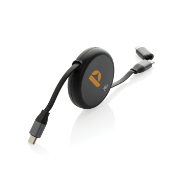 Logotrade promotional item picture of: Terra RCS recycled aluminium retractable 240W 2-in-1 cable
