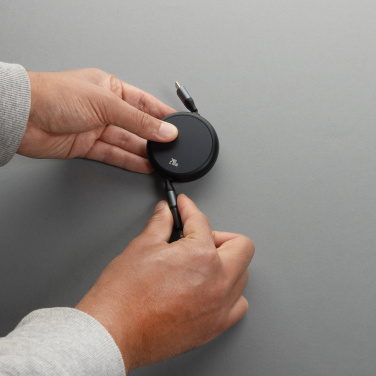Logotrade promotional product picture of: Terra RCS recycled aluminium retractable 240W 2-in-1 cable