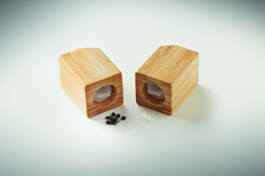 Logo trade promotional merchandise image of: Bamboo salt & pepper set