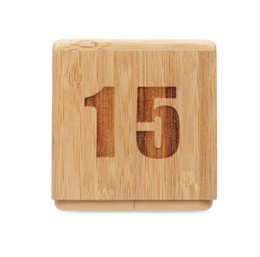 Logo trade promotional gifts picture of: Bamboo twist snooze timer