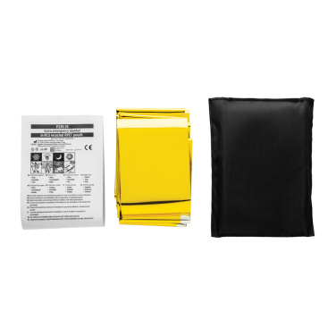 Logotrade corporate gift image of: Solra emergency blanket in RCS recycled RPET pouch