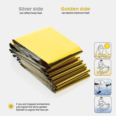 Logotrade promotional merchandise image of: Solra emergency blanket in RCS recycled RPET pouch