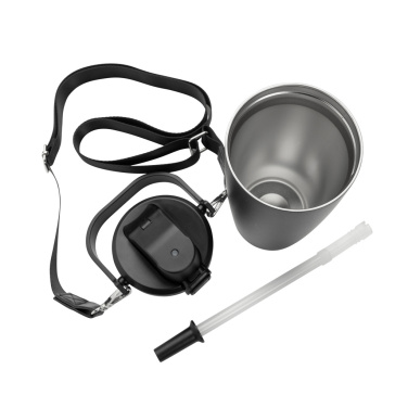 Logo trade corporate gifts image of: Avira Ayala RCS re-steel duosip lockable crossbody tumbler