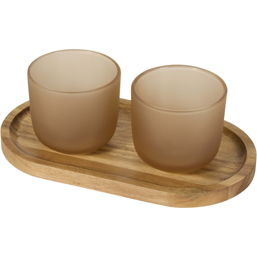 Logo trade promotional giveaways image of: Male wooden serving tray and glass cups set