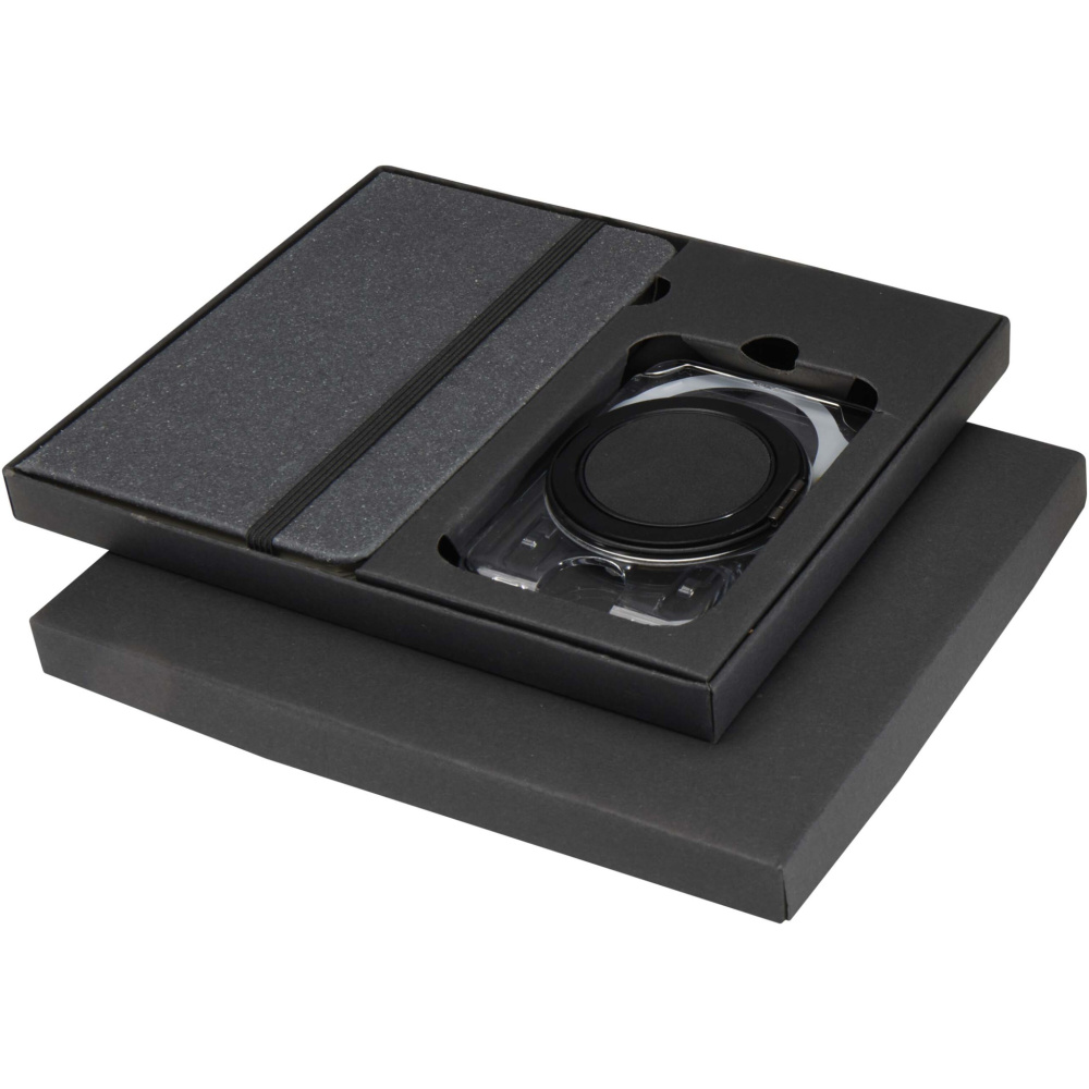 Logotrade promotional merchandise picture of: Kern A6 hard cover notebook and MagSafe wallet gift set