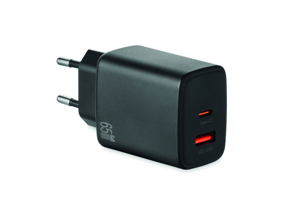 Logo trade promotional gift photo of: EU 2-pole wall adapter/charger