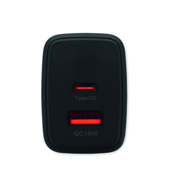 Logotrade promotional giveaway image of: EU 2-pole wall adapter/charger